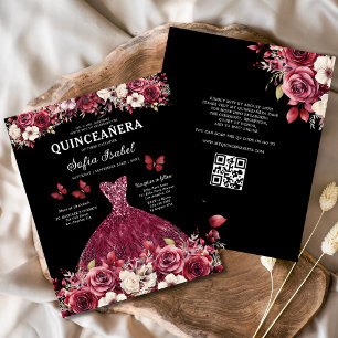 Papier Budget Fleurs Bourgogne Code QR Quinceanera
