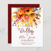 Budget Fleurs d'automne Faire-part de mariage de f