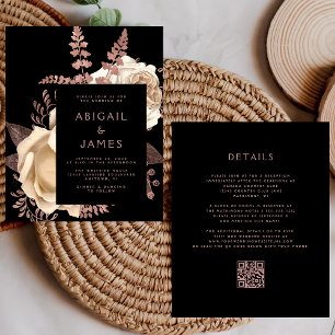 Papier Budget Fleurs Sombres Code QR Rose Gold Mariage Iv