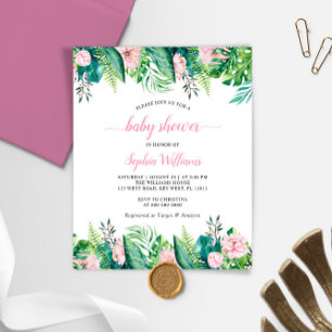 Papier Budget Fleurs tropicales Invitation Baby shower