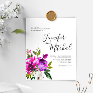 Papier BUDGET Fleurs violettes Faire-part de mariage mini