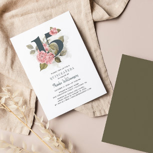 Papier Budget Floral 15e anniversaire Quinceanera Invitat