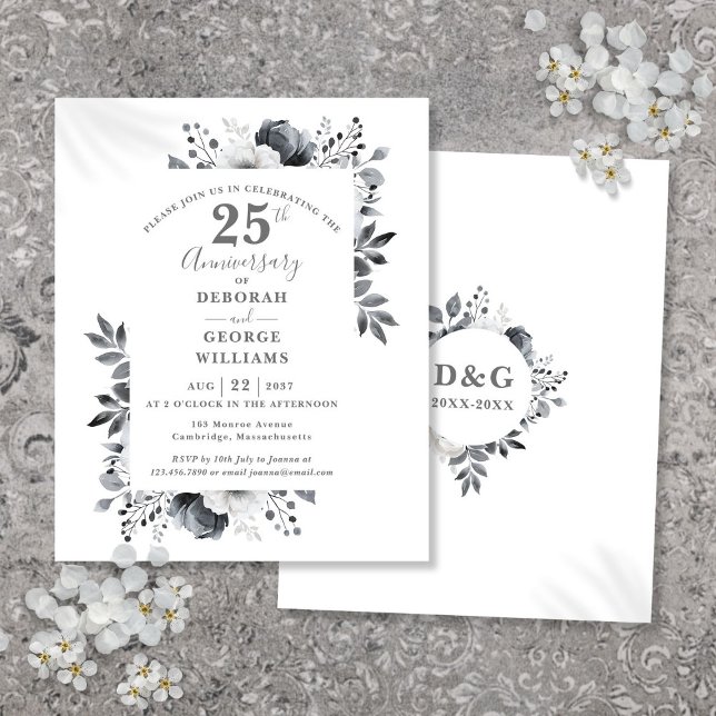 Papier Budget Floral 25e anniversaire Mariage Invitation (Budget Floral 25th Wedding Anniversary Invitation)