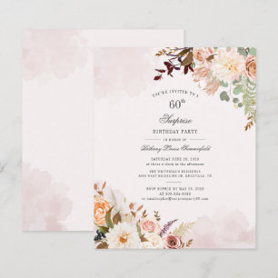 Papier Budget Floral 60e Anniversaire Fête Invitation