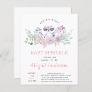 Papier Budget Floral Animal Baby Sprinkl Invitation
