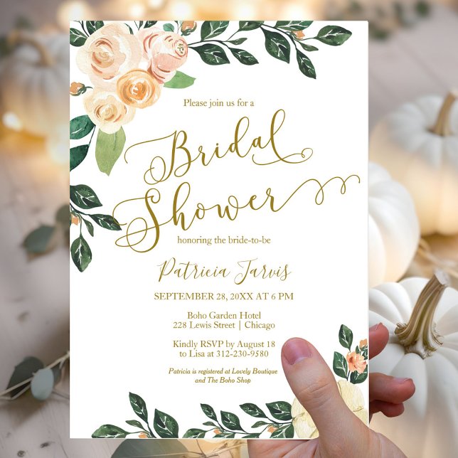 Papier Budget Floral Automne Nuptiale Douche Invitation (Créateur téléchargé)