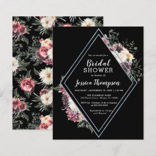 Papier Budget Floral Black Bridal Show Invitation