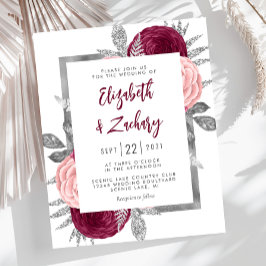 Papier Budget Floral Burgundy Blush Silver Wedding Invita