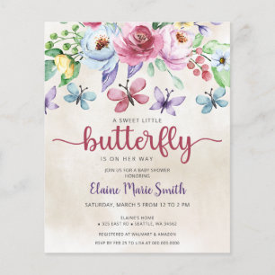 Papier Budget Floral Butterfly Garden Baby shower