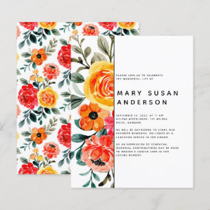 Papier BUDGET Floral Célébration de la vie Invitation