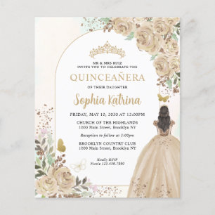 Papier Budget Floral Champagne Gold Princess Quinceanera