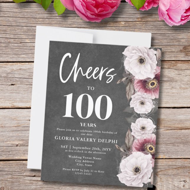 Papier Budget Floral Cheers au 100e anniversaire (Créateur téléchargé)