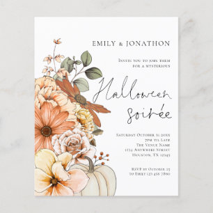 Papier Budget Floral Citrouille Script Halloween Party Bl