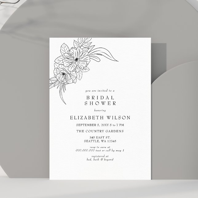Papier Budget Floral Croquis Invitation nuptiale douche (Créateur téléchargé)