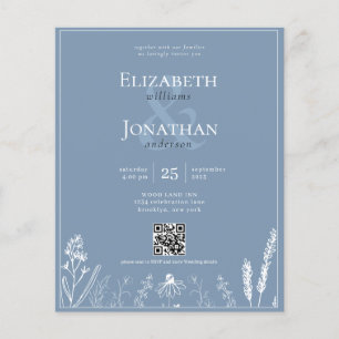 Papier BUDGET Floral Dusty Blue Monogramme QR Mariage pho