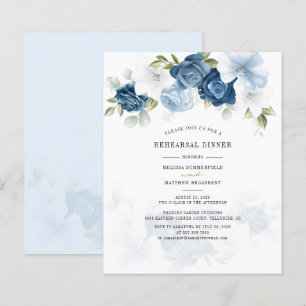 Papier Budget Floral Dusty Blue Rehearsal Dîner Invitatio