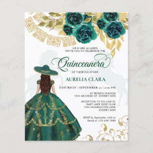 Papier Budget Floral Emerald Cheval Vert Quinceañera