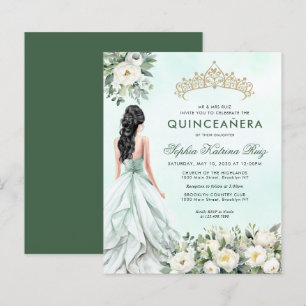 Papier Budget Floral Emerald Green Princess Quinceañera