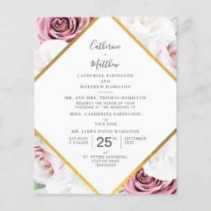 Papier Budget Floral Faire-part de mariage de script géom