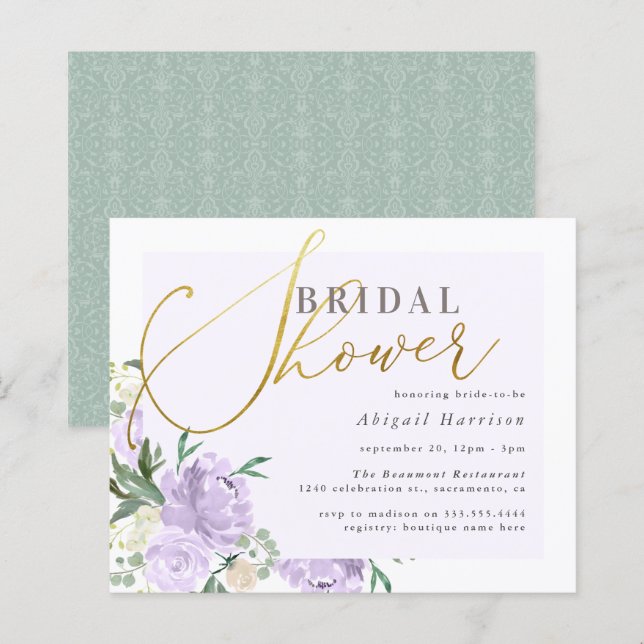 Papier Budget Floral Fête des mariées de lavande de scrip (Devant / Derrière)