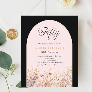 Papier Budget floral fleur sauvage rose noir 50e annivers