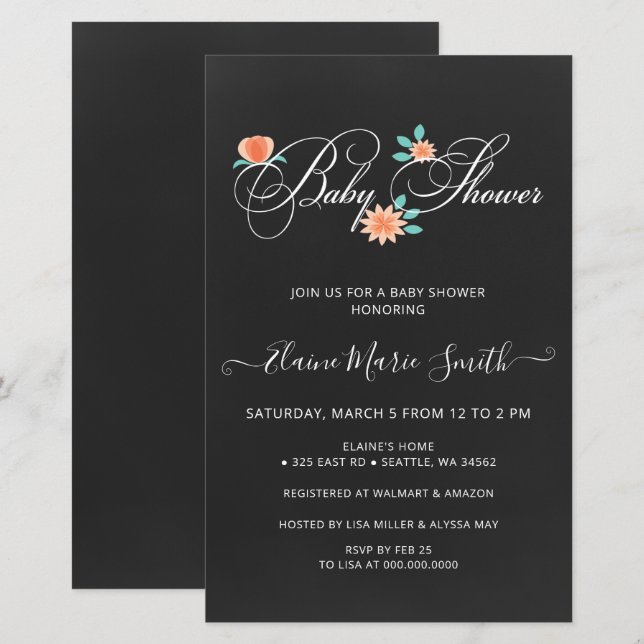 Papier Budget Floral Genre Neutre Baby shower Invitation (Devant / Derrière)