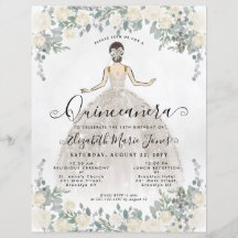 Budget Floral Ivoire Blanc Princesse Quinceanera