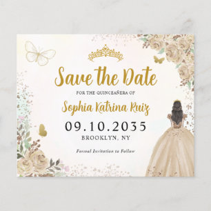 Papier Budget Floral Lumière Or Quinceanera Enregistrer l