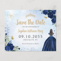 Budget Floral Navy Blue Quinceanera Enregistrer la