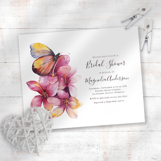 Papier Budget Floral Papillon nuptiale Invitation de douc (Créateur téléchargé)