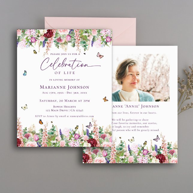 Papier Budget Floral Papillons Célébration de la vie (Créateur téléchargé)