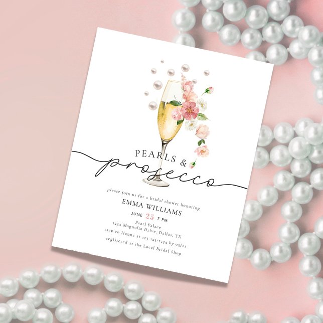 Papier Budget Floral Pearl & Prosecco Fête des mariées (Créateur téléchargé)