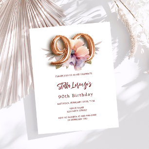 Papier Budget floral pêche en or blanc 90e anniversaire