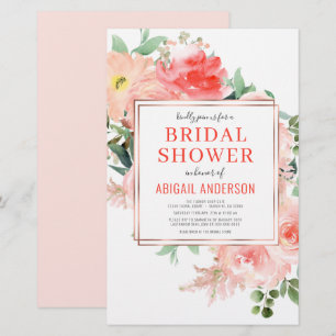 Papier Budget Floral Pêche nuptiale Invitation à la douch