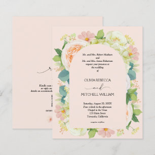 Papier Budget Floral QR Code de mariage Invitations