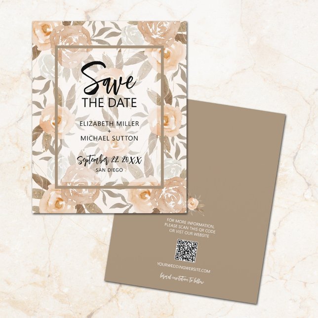 Papier Budget Floral QR Code Mariage Enregistrer la date (Créateur téléchargé)