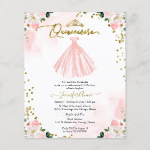 Papier Budget floral Quinceanera Invitation Bilingue