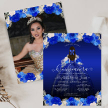 Budget Floral Robe Bleue Royale Photo Quinceanera