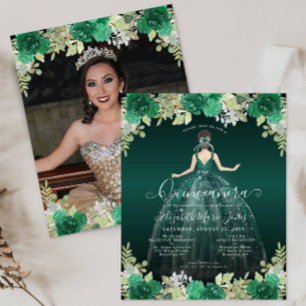 Papier Budget Floral Robe Verte Gown Photo Quinceanera