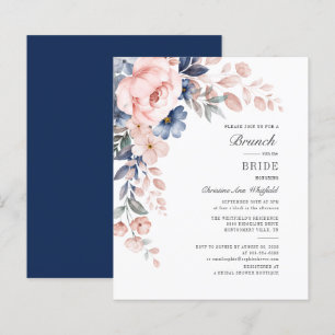 Papier Budget Floral Rose Aquarelle Bleu Brunch nuptiale