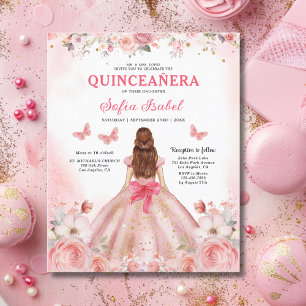 Papier Budget Floral rose Bilingue Espagnol Quinceanera