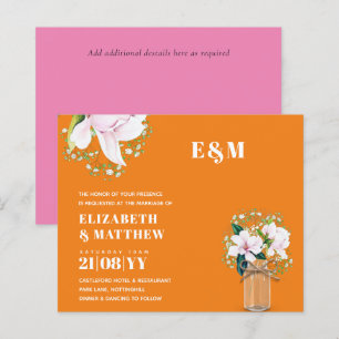 Papier BUDGET Floral rose Magnolias Green Wedding Invitat