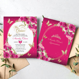 Papier BUDGET Floral Rose or papillon Mis Quinceañera