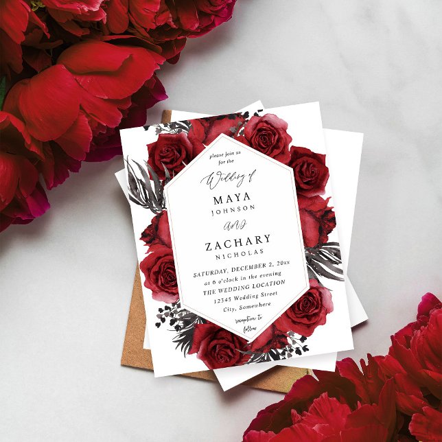 Papier Budget Floral rouge et Mariage noir (Créateur téléchargé)