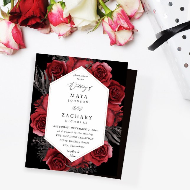 Papier Budget Floral rouge et Mariage noir - Noir (Créateur téléchargé)