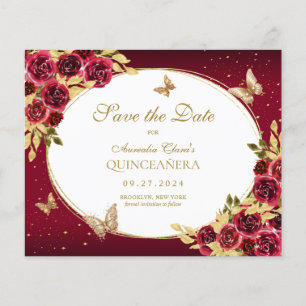 Papier BUDGET Floral Rouge or papillon Quinceanera