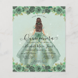 Papier Budget Floral Sage Vert Or Princesse Quinceanera