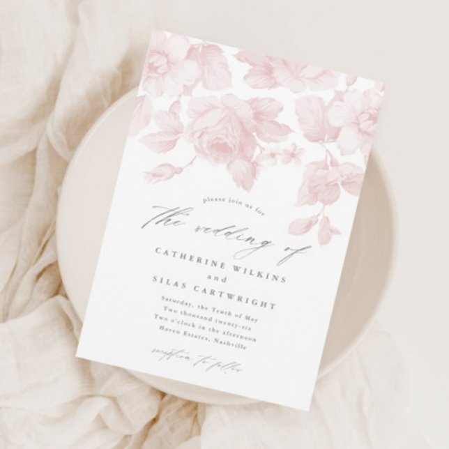 Papier Budget Floral Script Mariage rose (Créateur téléchargé)