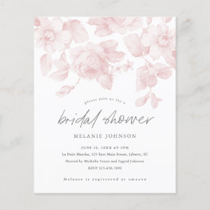 Papier Budget Floral Script rose nuptiale Invitation