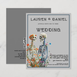 Papier Budget Floral Squelette minimaliste QR Code Mariag